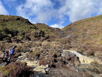 Karen Britten and Rachel White taking notes at Silica Rapids