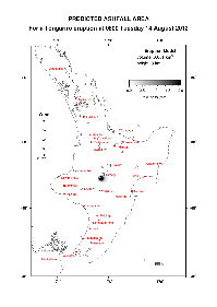 Predicted ashfall area for Tongariro