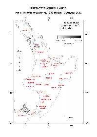 Predicted ashfall area for White Island