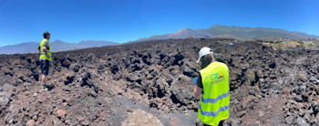 Geoff and Janine scanning the lava flow field in La Palma