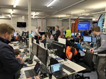 A hive of activity in the NEMA ʼbunkerʼ during the recent Rū Whenua exercise