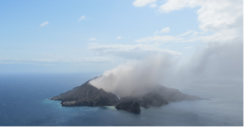 Figure 1. Images of the gas and ash plume at Whakaari/White Island on 24 September (B. Scott) Ash fall from the plume was only noted near the island.  