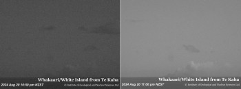 Successive night-time images. The left uses the normal camera exposure settings while the right allows the camera lens to remain open longer.