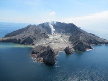 Figure 1. Image of the gas and steam plume at Whakaari/White Island on 18 October 2024 (B. Scott).  