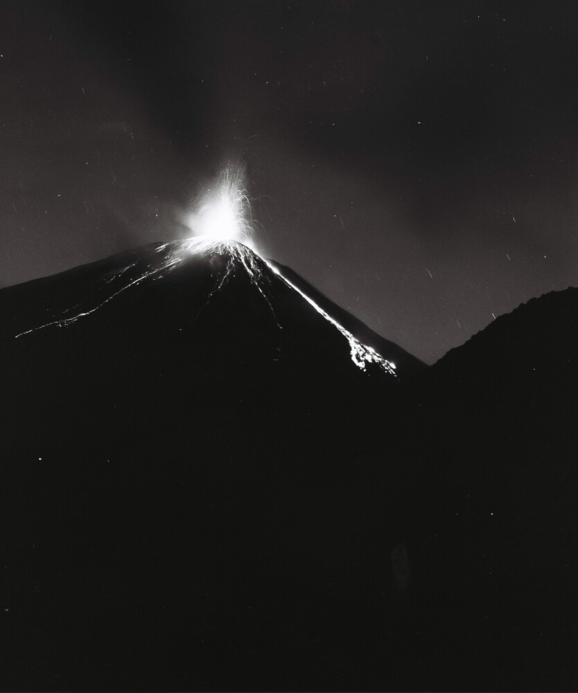 Night time exposure of lava flow during 1954 eruption