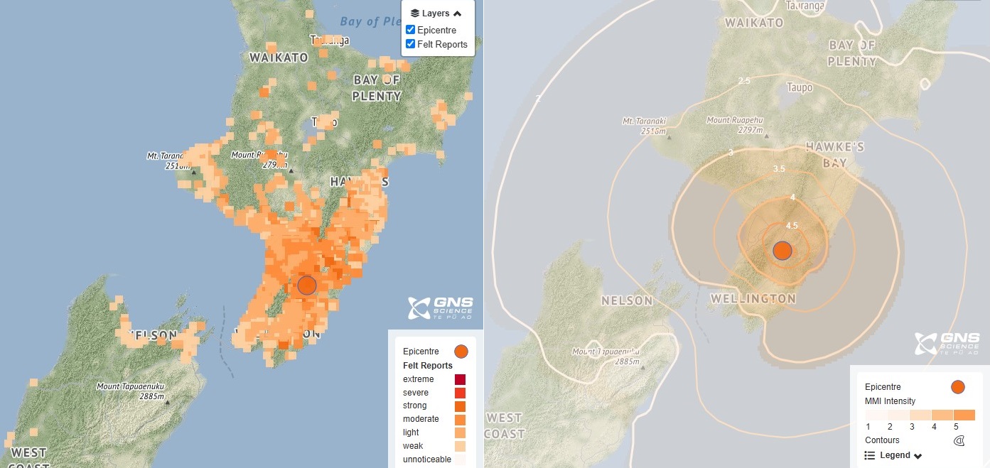 Felt reports and Shaking Layers from the M5.3 Eathquake