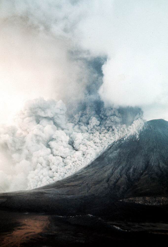 Pyroclastic density flow formed down the cone of Ngāuruhoe following an explosive eruption in 1974