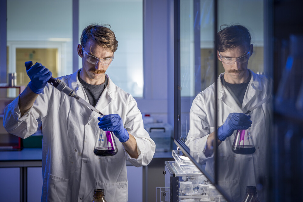 Karl Laurence in one of the laboratories at NZGAL