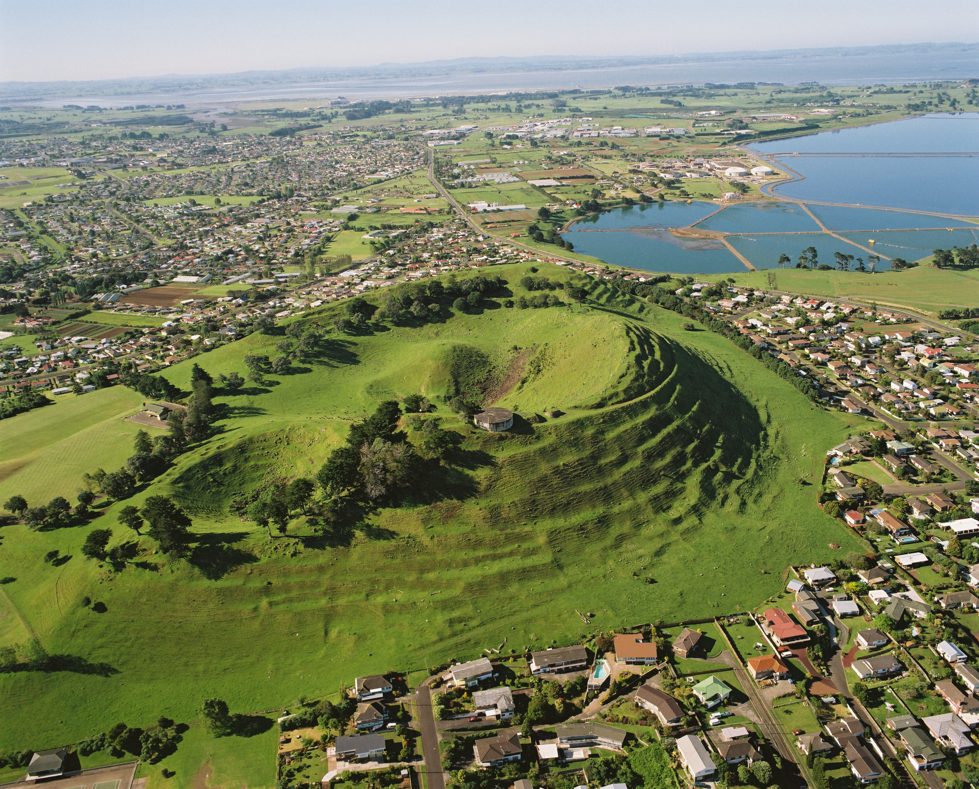 Aerial View of Mt. Mangere scoria cone in Auckland (GNS VML 2598).