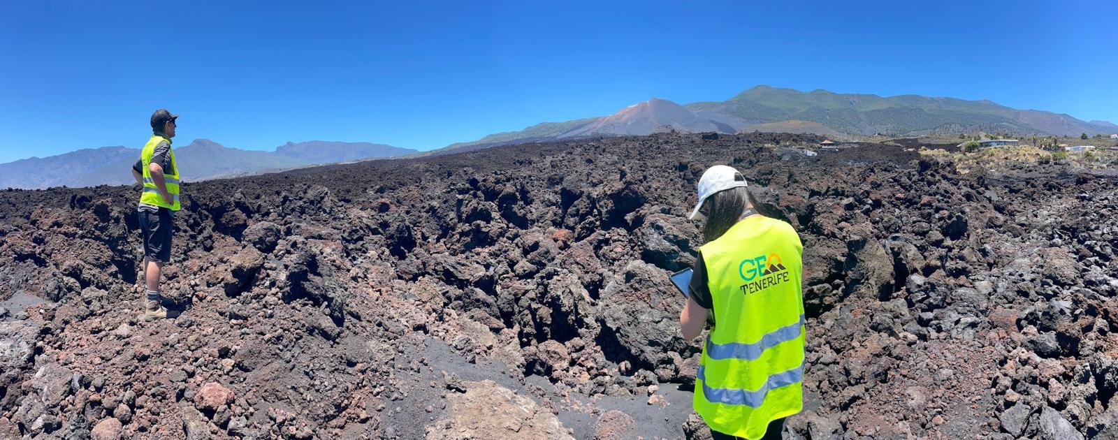 Geoff and Janine scanning the lava flow field in La Palma