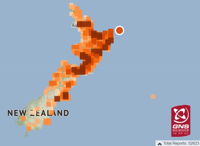 Over 52,000 people reported feeling the earthquake via GeoNet