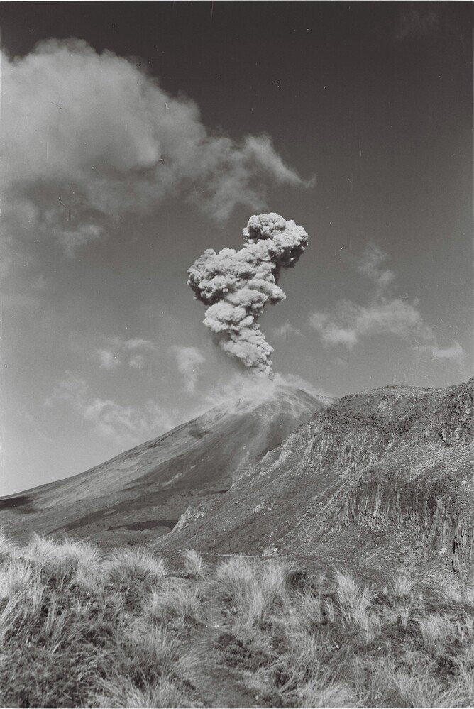 Ash cloud above Ngāuruhoe during 1954 eruption