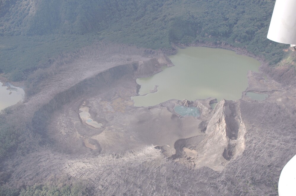 Aerial View of the Green Lake area showing the blast zone and craters formed from the 2006 eruption (B Scott). 